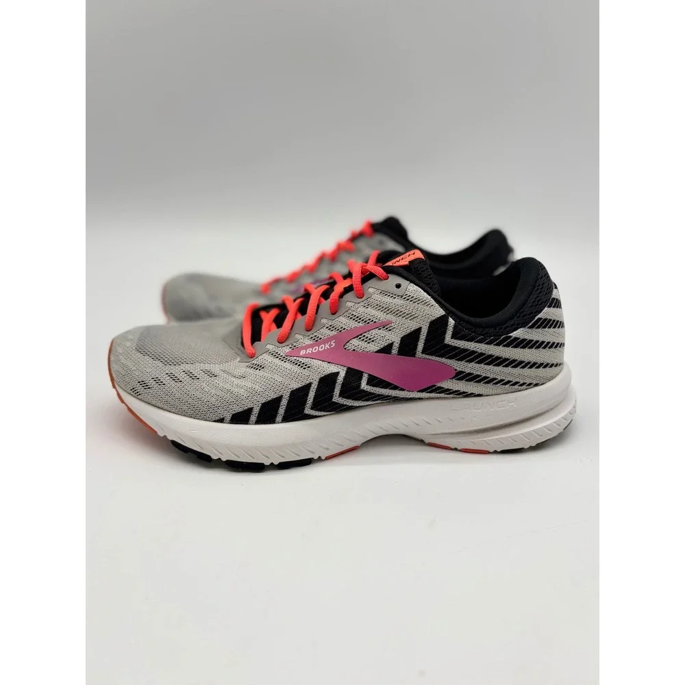 Brooks Launch 6 Womens Running Shoes Grey Black Pink 1202851D027 Wide D Size 8